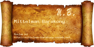 Mittelman Barakony névjegykártya